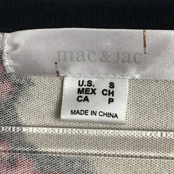 Mac & Jac Cream Red Rose Print Slim Cardigan Long Knit Sweater sz Small Grandma - Picture 4 of 7